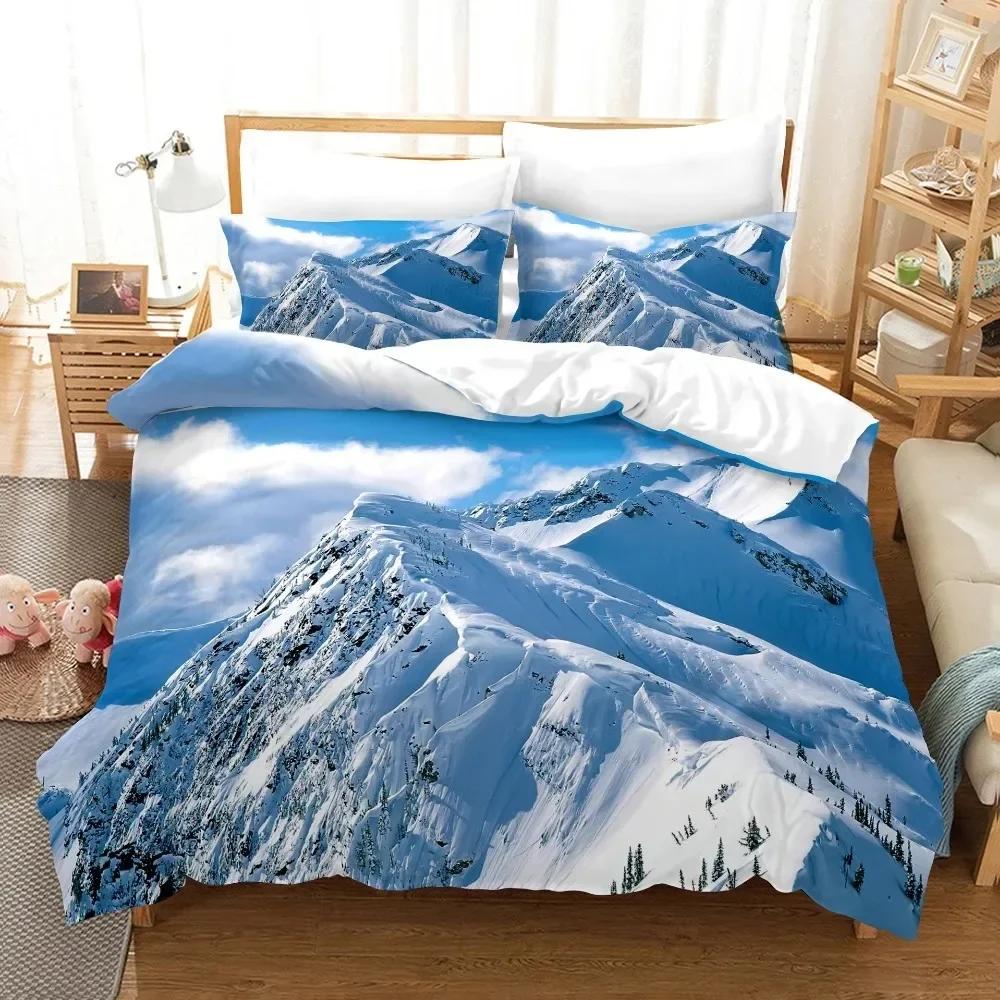 

Natural Scenery Pattern Landscape Snow Mountain Comfortable Duvet Quilt Cover Pillowcase Bedding Set Children Bedroom Decoration 70x133cm