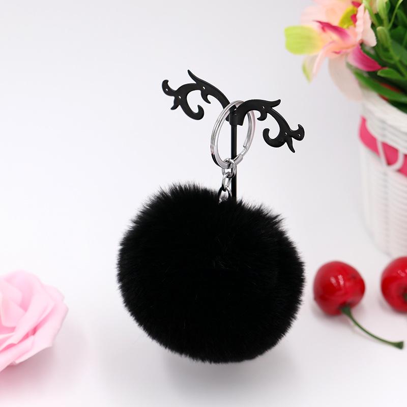 8CM Fluffy Rabbit Fur Ball Key Chain Cute Candy Colors Pompom Artificial Rabbit Fur Keychain Women Car Bag Key Ring