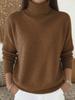 2026 Women's Solid Color Knit High Neck Pullover Sweater - Autumn/Winter Fashion.