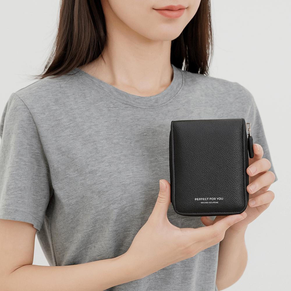 Short Clutch PU Leather Card Holder Zipper Coin Purse Retro Women Short Wallet Card Storage Bag