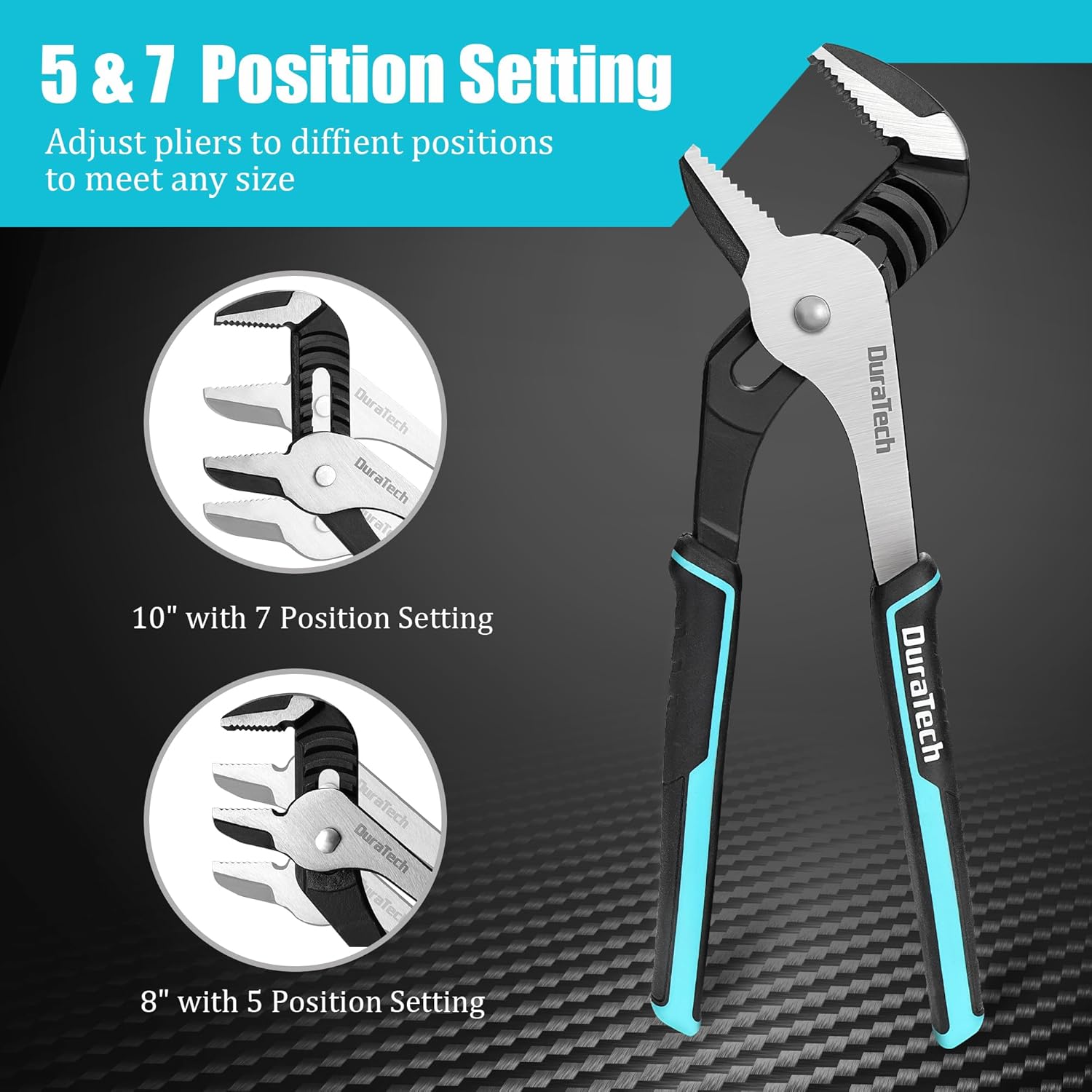 DURATECH 2-Piece Groove Joint Pliers Set with Rolling Pouch, 10 & 8-Inch Adjustable Water Pump Pliers, Straight Jaw Tongue and Groove Pliers for Home