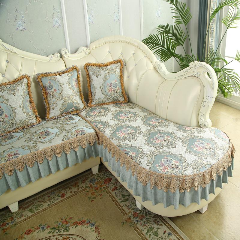 European Sofa Cushion, Living Room Combination Leather Sofa, Non-Slip Seat Cushion, Recliner All-Inclusive Cover Cushion, Armrest Back Towel Cushion