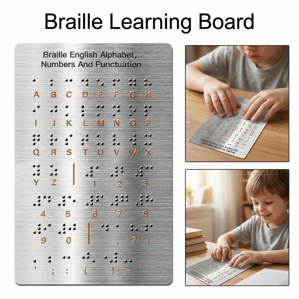 Aluminum Braille Learning Board Efficient Braille Self-Learning Tool Adult Beginner