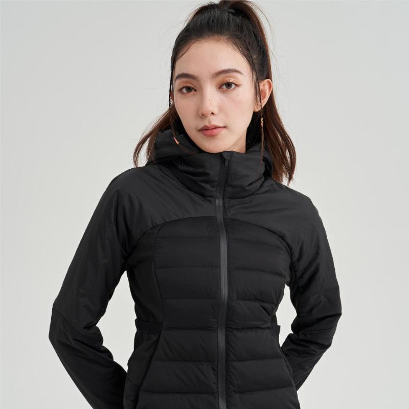Light and thin sports down jacket slim and thin windproof hooded yoga fitness running outdoor warm jacket women