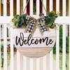 Welcome Front Door Round Wood Sign Hanging Eucalyptu Farmhouse Porch Spring Gift for Decorations