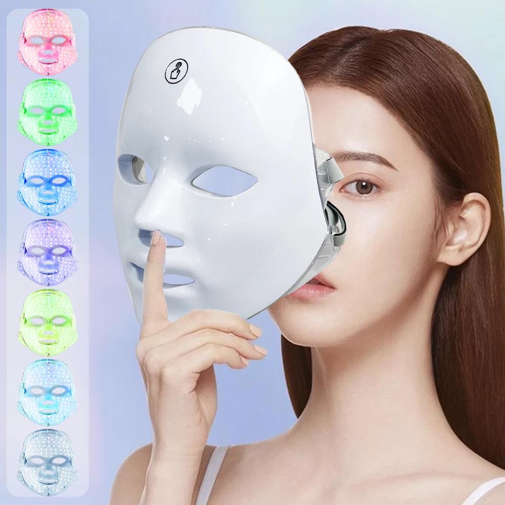 7-Farben LED Photonenmaske — LED Gesichtsmaske für Hautstrahlen, Straffung & Porenverfeinerung