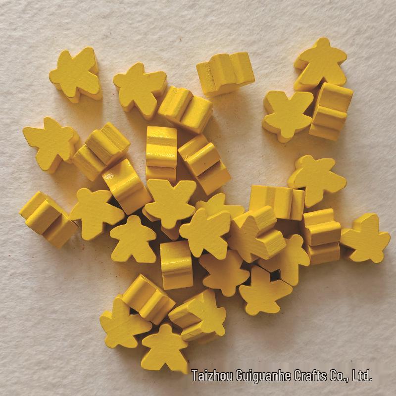 

Красочные деревянные миплы - игровые токены для Каркассона - Мультяшные шахматные фигуры 16x16x10mm жёлтый