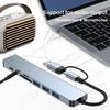 8 In 2  Type C Docking Station USB Splitter Adaptor USB C Hub 5Gbps High Speed Transmission USB 3.0 2.0 3.5 Audio Jack SD/TF Card Reader OTG Adapter