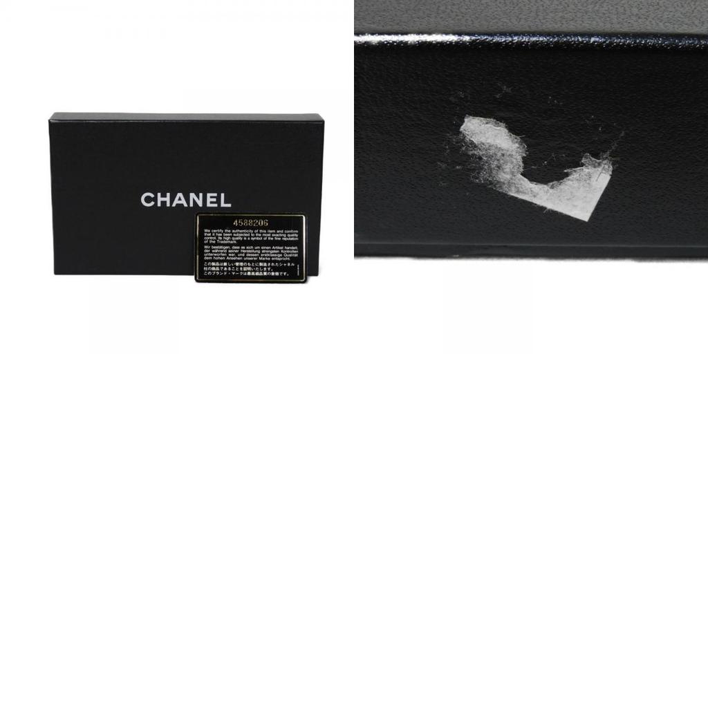 Used 10097 Long Flap Wallet A01434 7940 COCO Mark CC Mark 4th Series Vintage Deca Coco Caviar Skin Black Unisex from