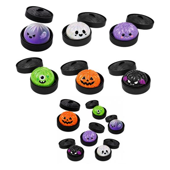 Angstlösungsspielzeug Halloween Knödel Quetsche mit Dampfgarer Box Kürbis Geist Fledermaus Gedämpftes Brötchen Sensorisch zur Stressbewältigung Partygeschenke Weicher Ball