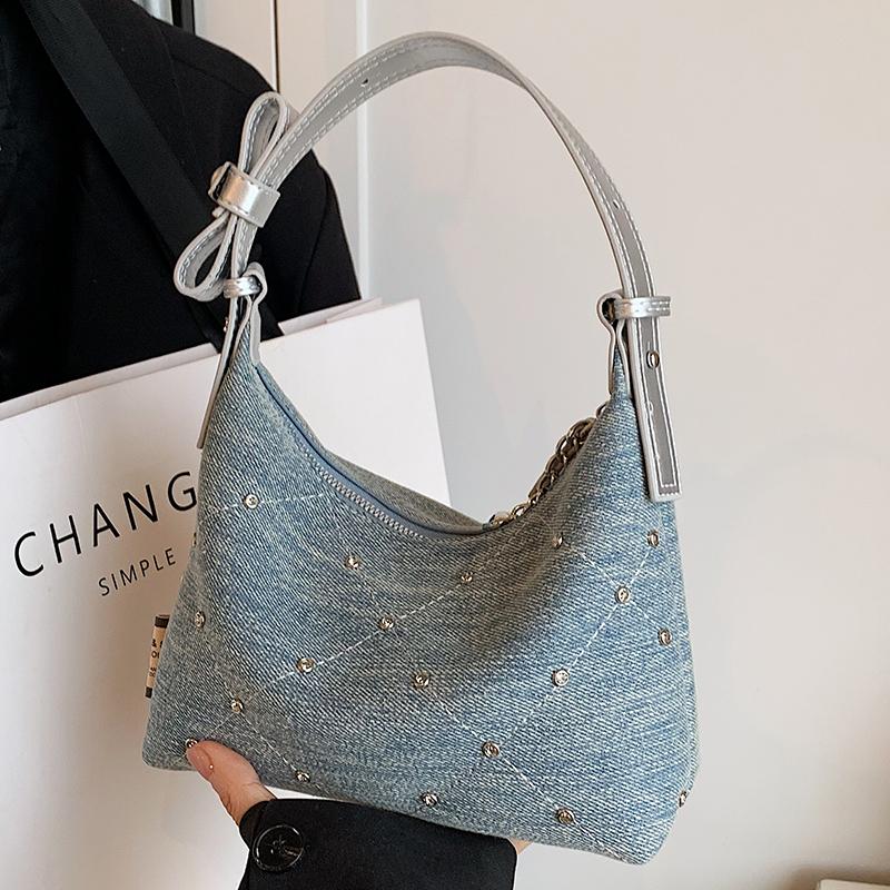 

Женские сумки из денима с бисером и синими тканевыми сумками, элегантная сумка через плечо, модная и ретро-сумка для шопинга и путешествий