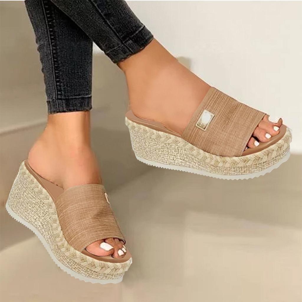 Ladies' Wedge Sandals Summer Fashion Slippers Platform Sandal With Arch Support Beach Slides Lightweight Flip Flops Sandals