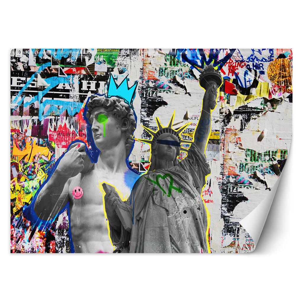 Wallpaper Sculpture of David and Statue of Liberty NYC