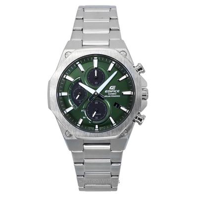 Edifice Slim Line כרונוגרף אנלוגי נירוסטה חוגה ירוקה Solar EFS-S570D-3A שעון גברים 100M