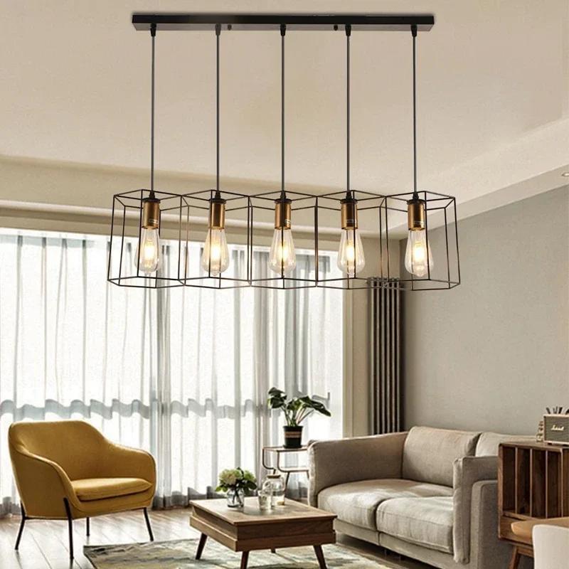 Multiple Heads Chandelier For Bedroom Dining Room Kitchen Suspension Luminaire Cable Adjust Free Wrought Iron Pendant Light