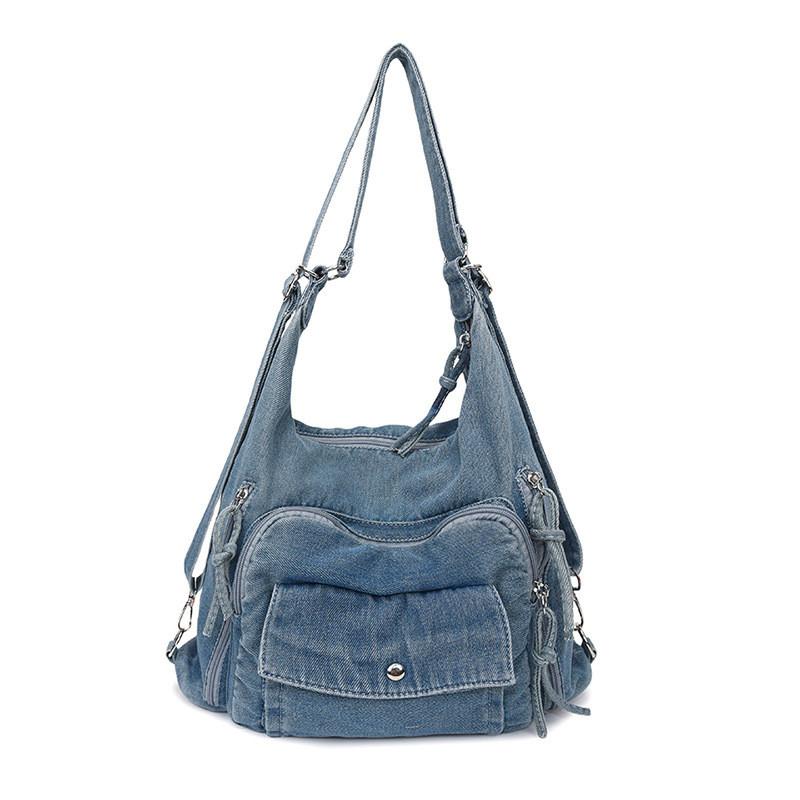 Minimalistische Denim-Tasche mit großer Kapazität und mehreren Taschen für den täglichen Gebrauch