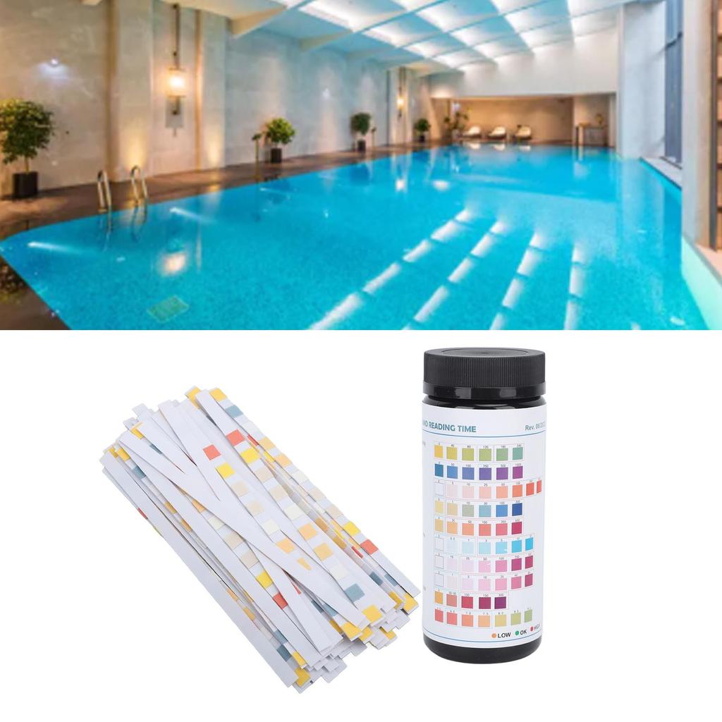 100pcs 10 In 1 Pool Test Strips Professional Quick and Accurate Water Test Strips for Swimming Pool SPA Hot Tub