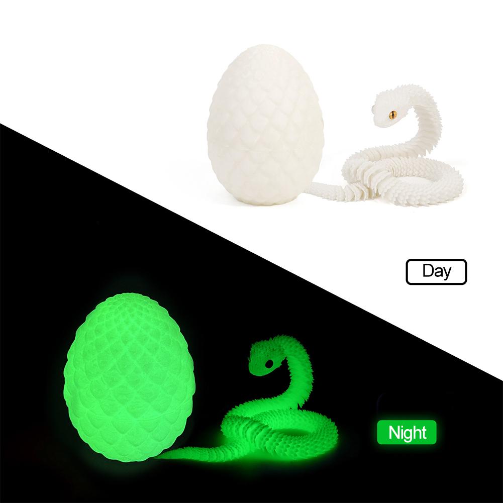 3D Printed Snake Egg Action Figure Toys Creative Stress Relief Rotatable Desktop Ornament Gift for Kids Adults