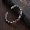 Herren Thailändisches Silber Gedreht Gewebt Offen Armbänder Armreif Neutral Retro Original Handgefertigt Exquisiter Schmuck Einzigartiges Geschenk