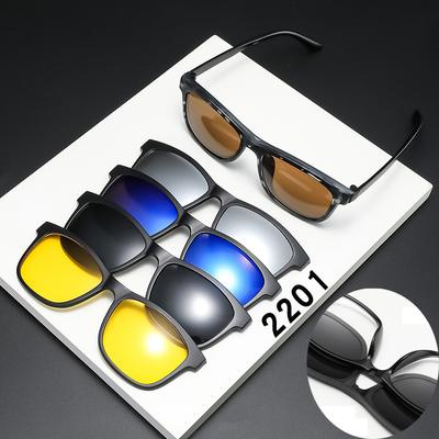 Magnetic Sunglasses Clip And Optical Glasses Frame 6 In 1 Women Men Polarized or Night Vision Multipurpose Eyeglasses  Set 2201
