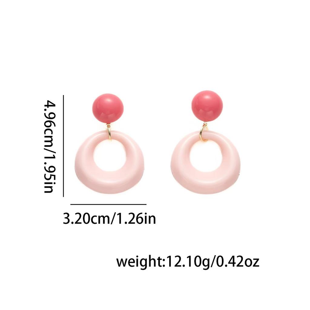 Round Color Blocking Pendant Earrings for Women, Fashionable and Cute Style Earrings Gift