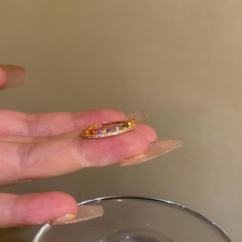Vintage Style Gold-Plated Zircon Open Ring - Elegant Versatile Jewelry for Women