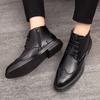Men's Trend Business High Top Leather Shoes Short Boots Dress Large Size 46 Men's Shoes Brock Pointed Retro Trendy Shoes