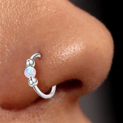 Hypoallergenics Opal Nose Ring Hoop Comfortable Cartilage Daith Tragus Earring Accessory Septum Piercing Jewelry