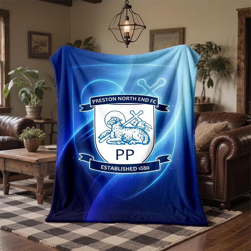 Preston North End Football Print Flannel Blanket Soft Warm Sofa Bed Throw Blanket For Home Office Bedroom