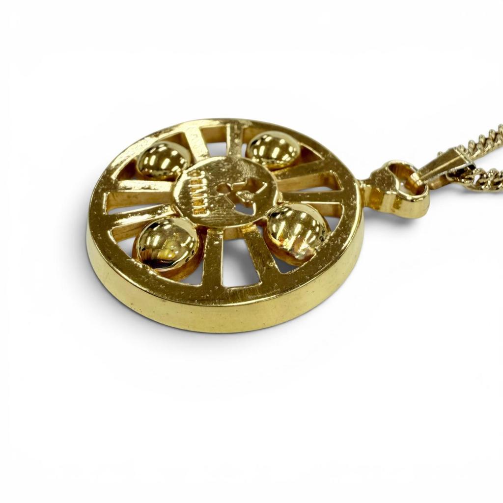 Great CELINE Necklace Clock motif logo pendant accessory gold metal Women Used