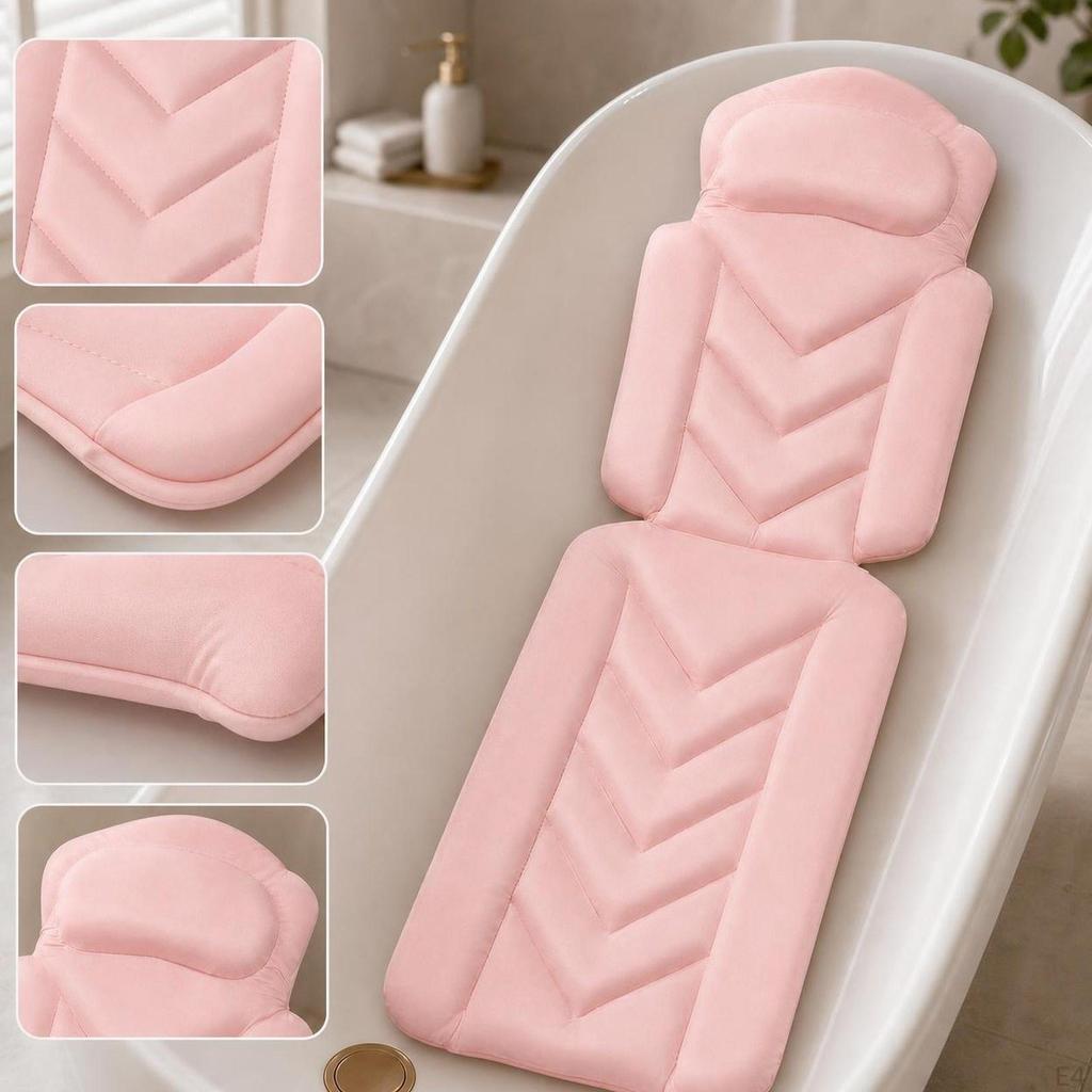 Cuscino per Vasca da Bagno, Tappetino, Ergonomico, Antiscivolo, Cuscino per Spa, Anziani