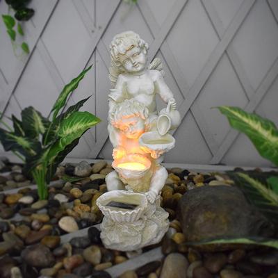 Decoração Criativa Nórdica de Anjinho de Resina com Água Corrente Decoração de Jardim de Villa ao Ar Livre Luz Solar de Paisagem para Gramado