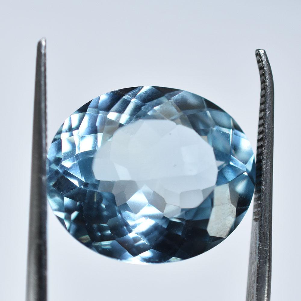 Amazing Ocean Blue Aquamarine Crystal Oval Cut Gemstone 10.19 Ct Certified