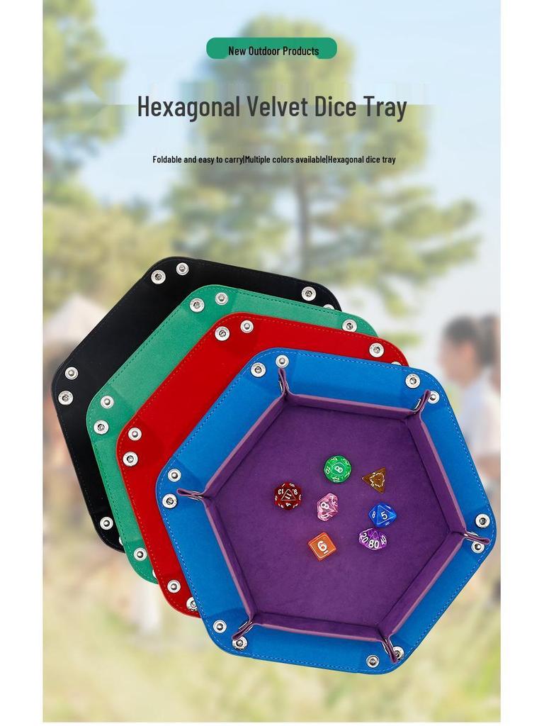 Hexagonal Velvet Dice Tray: Portable, Foldable PU Storage for Tabletop Games
