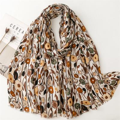Ademende Tuin Bloemen Viscose Zachte Sjaal Boho Chic Dikke Franje Sjaal Dames Perfect Voor Reizen & Casual Moslim Hijab 180*90Cm