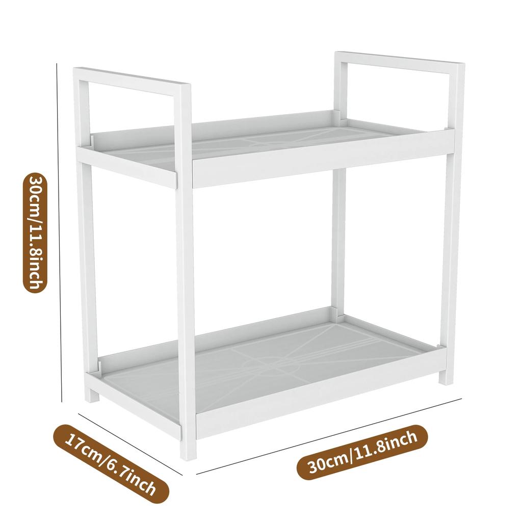 2 Tier Multifunctional Large-Capacity Countertop Storage Rack for Bathroom Cosmetic  Storage or Kitchen Spice Holder