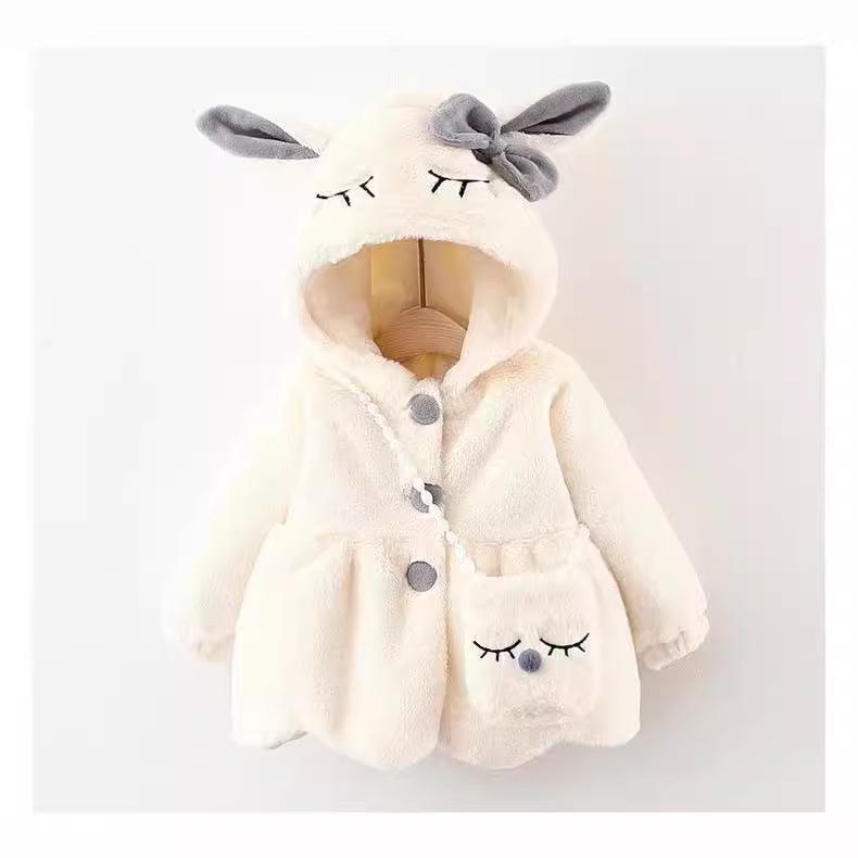 Children's Long-Sleeve Hooded Coat with Rabbit Ears - Winter 2023 Collection