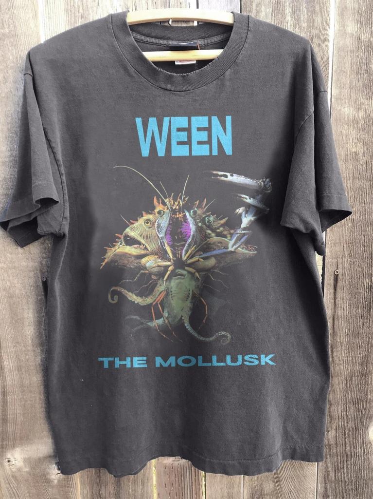 Summer Men's Pure Cotton Vintage Ween The Mollusk T-shirt Streetwear Oversized Loose and Breathable Suitable for Everyday Wear