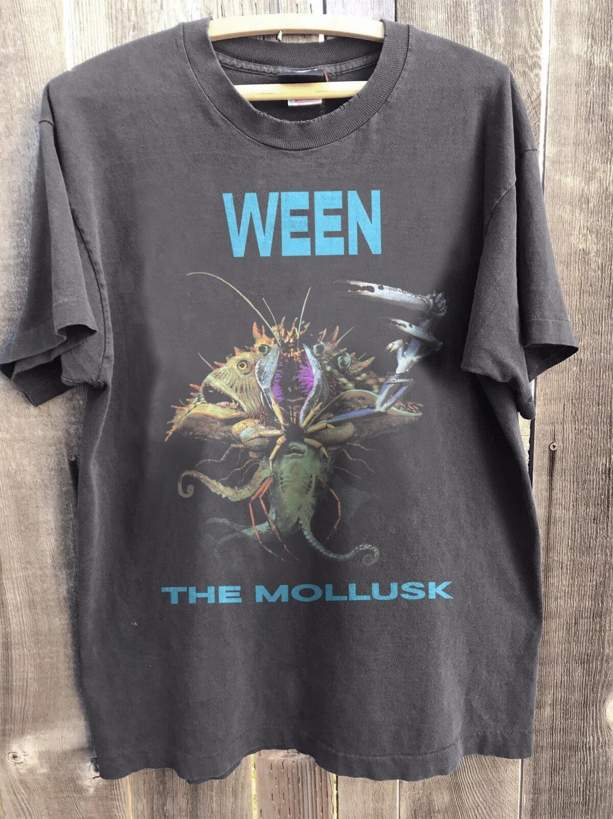 

Summer Men s Pure Cotton Vintage Ween The Mollusk T-shirt Streetwear Oversized Loose and Breathable Suitable for Everyday Wear S разноцветный