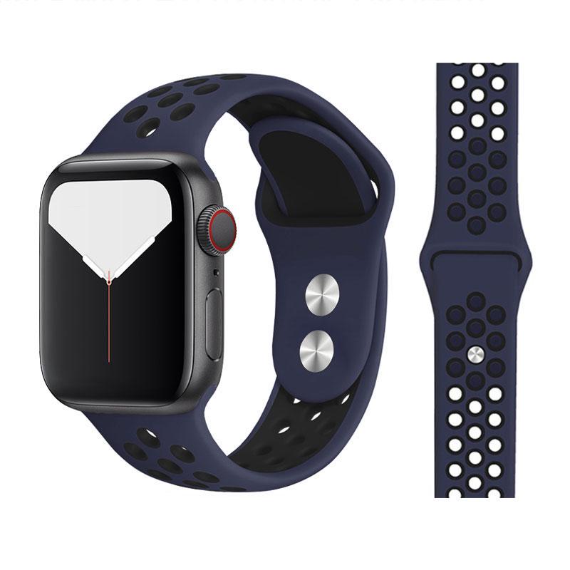 Neues atmungsaktives Silikon-Sportarmband für Apple Watch 5, 4, 3, 2, 1, 42 mm, 38 mm, Gummiarmband, Armbänder für Iwatch 5, 4, 3, 40 mm, 44 mm