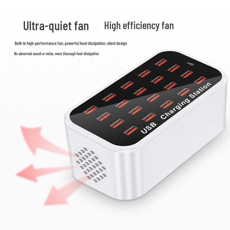 20-Port USB Fast Charger 100W Desktop Power Strip