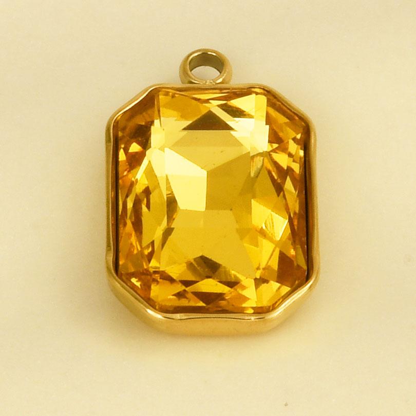 Rectangle Geometric Stainless Steel Pendants For Jewelry Making Supplies One Side Rhinestone Charm DIY Necklace Earrings Pendant