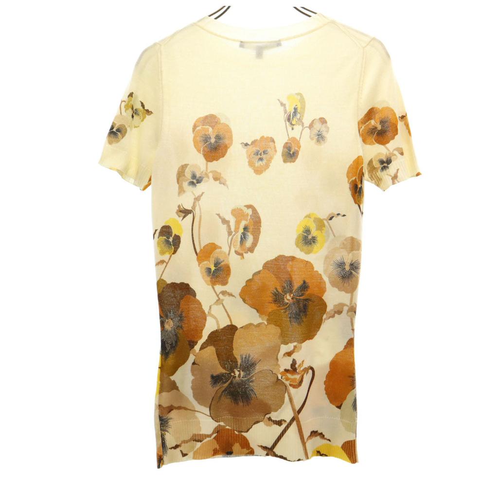 GUCCI Made in Italy Cashmere Blend Floral Short sleeve knit S Ivory Women Used
