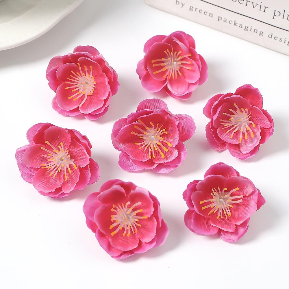 10/20/50Pcs 4cm Silk Plum Blossom Heads Artificial Cherry Blossom Flowers for Home Room Wedding Decor DIY Flowers Wall Accessory