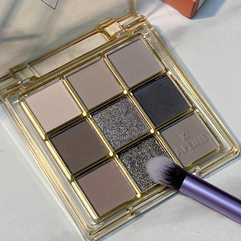 9 Colors Matte Eyeshadow Palette, Earthy Tones with Black and Brown, Waterproof & Sweat-Resistant, Suitable for Cold Light Beige Types