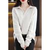 New Autumn and Winter 100 Pure Cardigan for Women's Lapel Design Korean Loose Knitted Sweater Fashionable Cashmere Base Shirt
