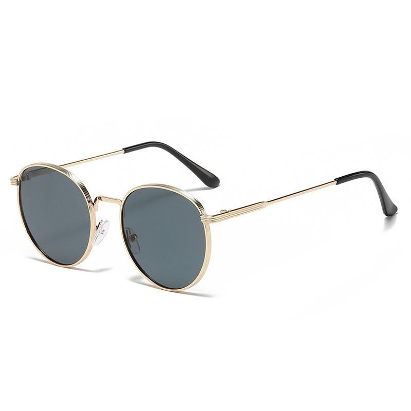 Retro High-End Metal Round Frame Sunglasses - Unisex European & American Style for Driving
