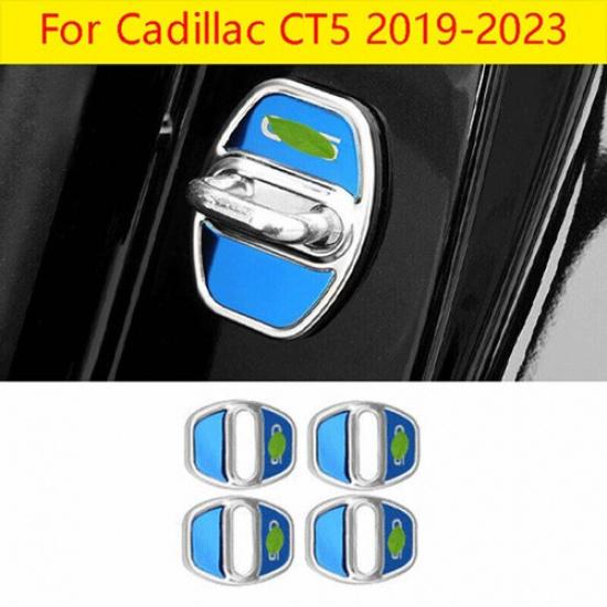Подходит для Cadillac CT5 2019-23 Сине-стальная Защитная накладка на защелку двери 4 шт.
