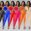 Women's Solid Color Mesh Hot Drilling Jumpsuit - Long Pants, Sexy European & American Fashion