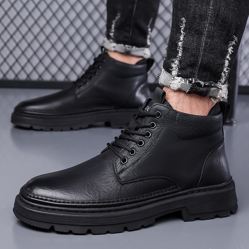 

Модные осенне-зимние уличные ботинки на платформе для мужчин, теплые, с высоким верхом, модные повседневные хлопковые туфли, мужские новые дизайнерские ботильоны 38